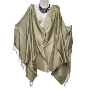 Taupe Green Large Wide Scarf -  NEW